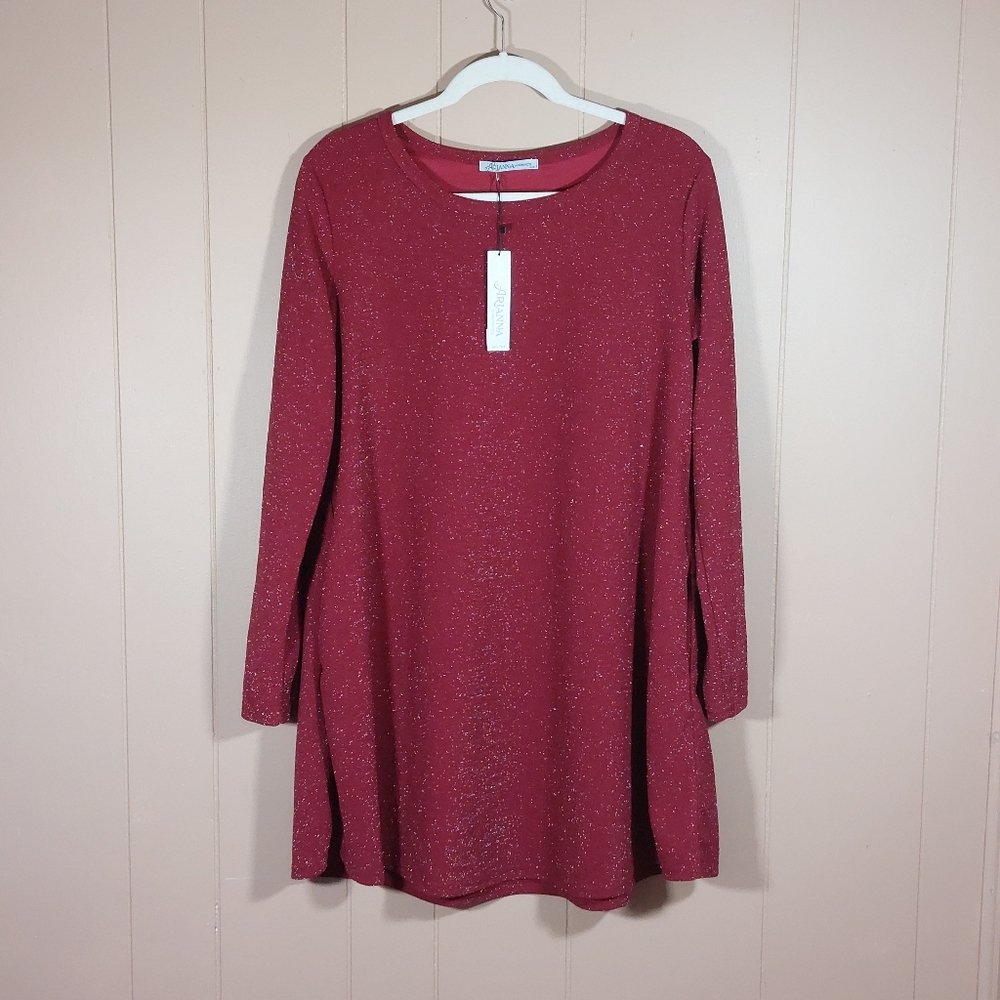 Arianna by Howards Burgundy Sparkle Dress NWT Size S/M Stretch Red Party Holiday